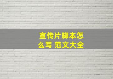 宣传片脚本怎么写 范文大全